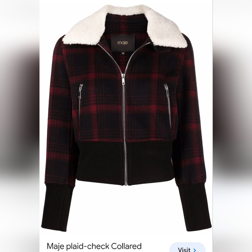 NWT MAJE plaid collared jacket 36